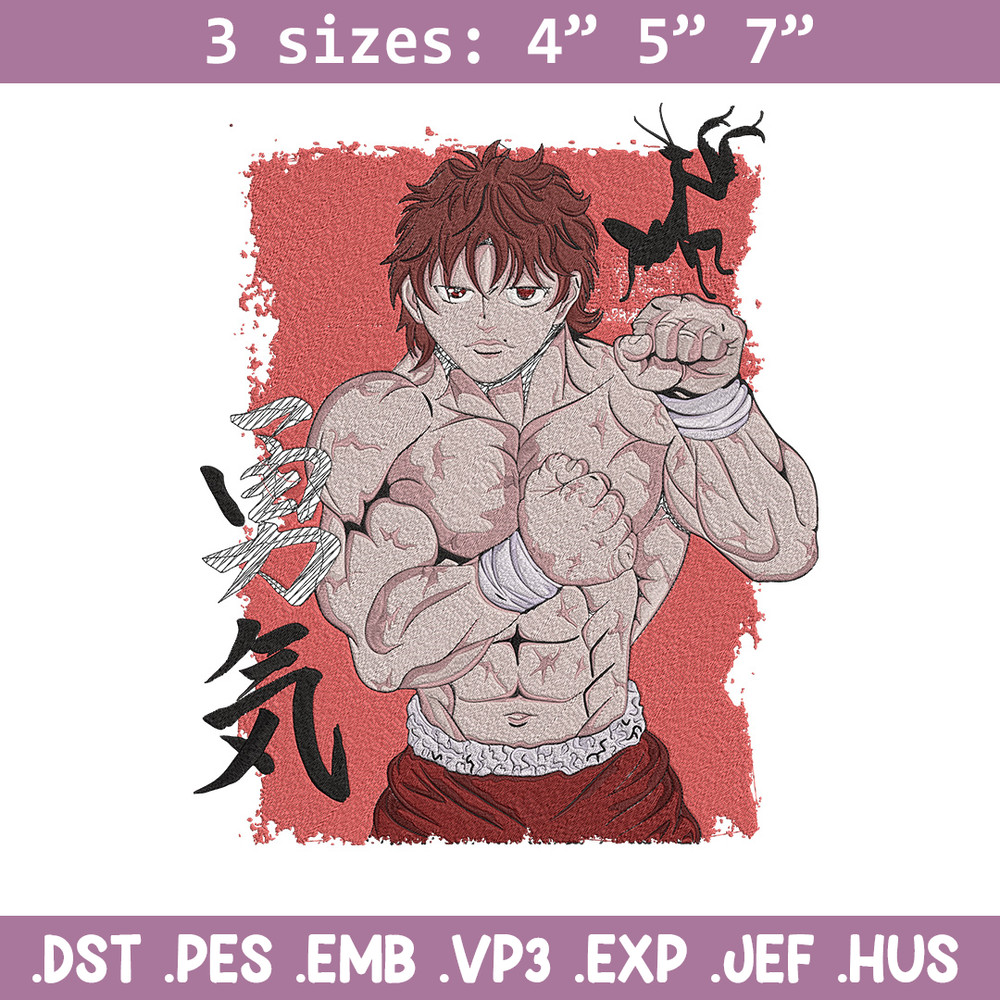 Baki poster Embroidery Design, Baki Embroidery, Embroidery File, Anime Embroidery, Anime shirt, Digital download.jpg