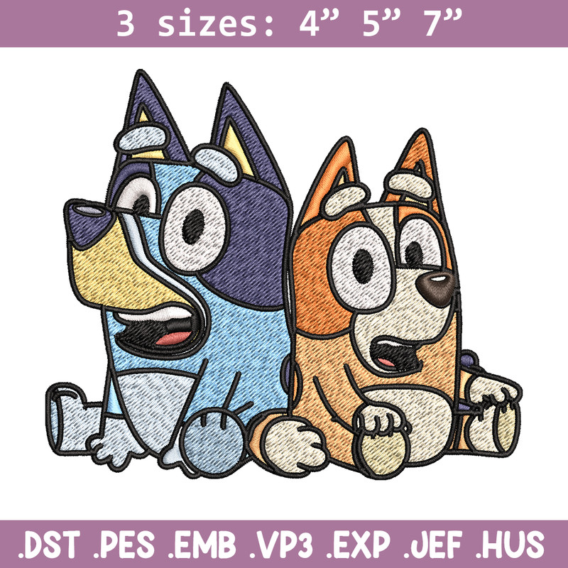 Bluey and Bingo Embroidery, Bluey Embroidery, Embroidery File, cartoon design, cartoon shirt, Digital download..jpg