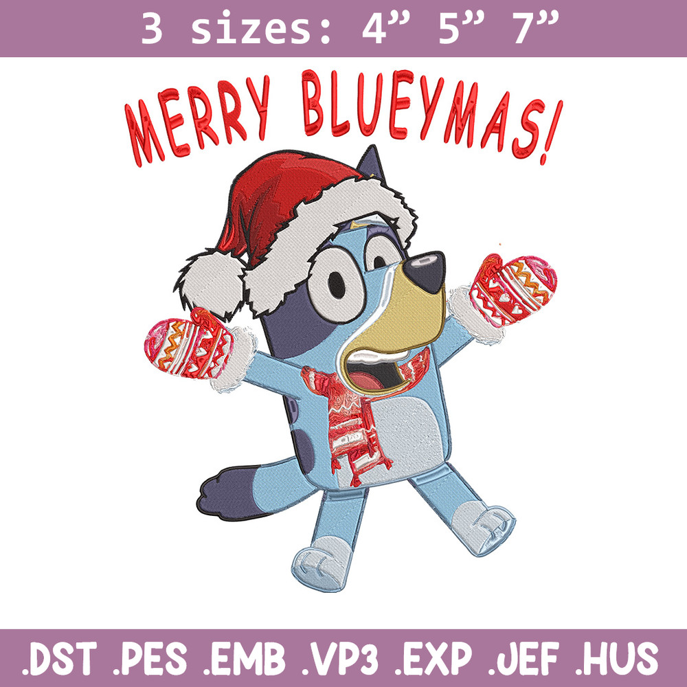 Bluey chrismas Embroidery Design, Bluey Embroidery, Embroidery File,Chrismas Embroidery, Anime shirt, Digital download.jpg
