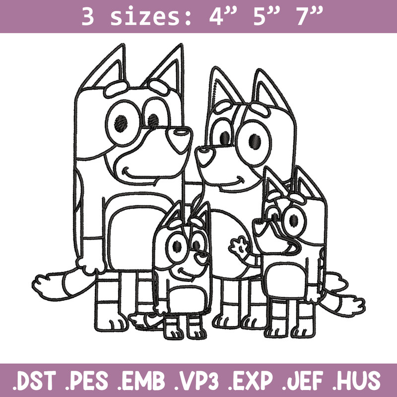 Bluey family Coloring Pages Embroidery, Bluey cartoon Embroidery, Embroidery File, cartoon design, Digital download..jpg