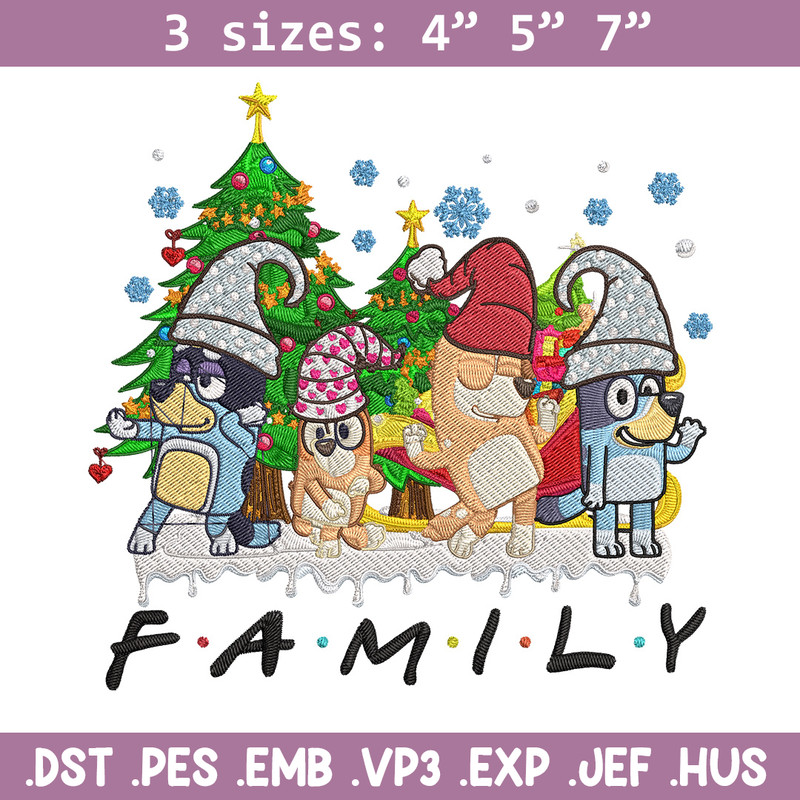 Bluey family Embroidery Design, Bluey Embroidery, Embroidery File, Chrismas Embroidery, Anime shirt, Digital download.jpg