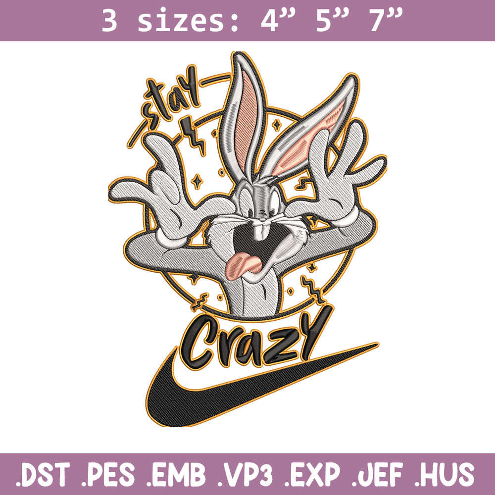 Bugs Bunny Embroidery Design, Looney Tunes Embroidery, Embroidery File, Nike Embroidery, Anime shirt, Digital download.jpg