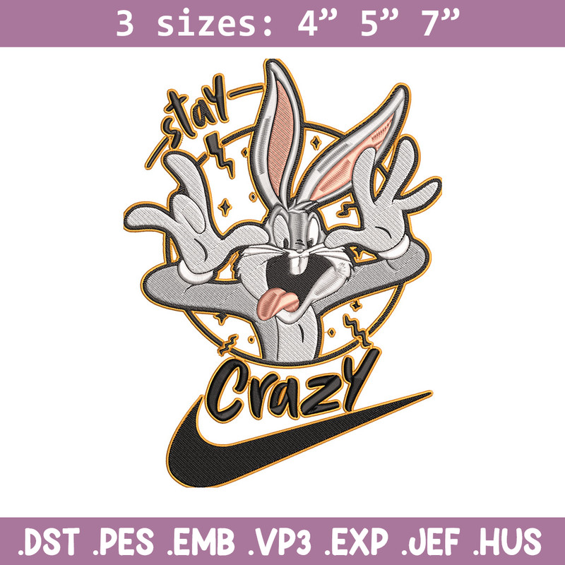 Bugs Bunny Embroidery Design, Looney Tunes Embroidery, Embroidery File, Nike Embroidery, Anime shirt, Digital download.jpg