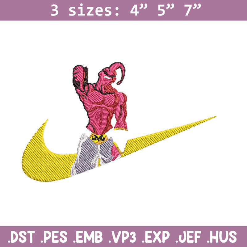 Buu x nike Embroidery Design, Dragonball Embroidery, Embroidery File, Nike Embroidery, Anime shirt, Digital download.jpg