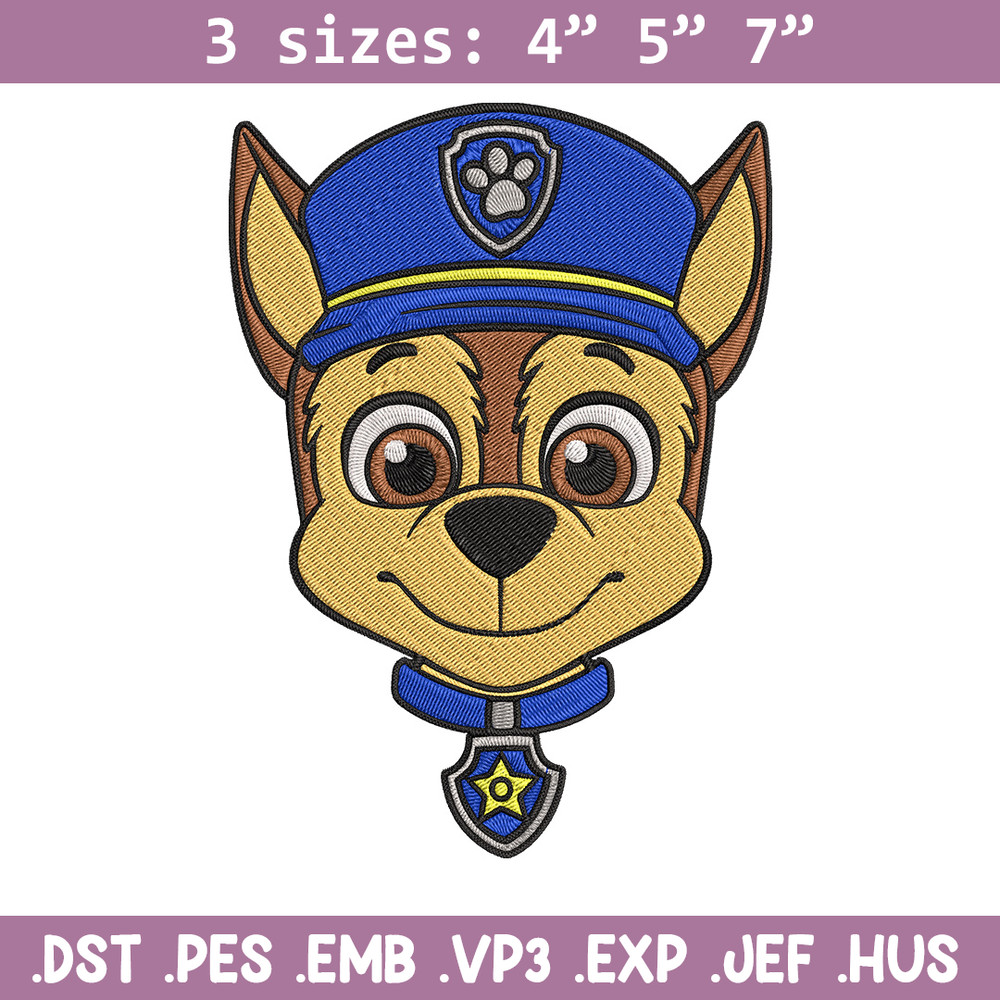 Chase dog Embroidery Design, Paw Patrol Embroidery, Embroidery File,Anime Embroidery, Anime shirt, Digital download.jpg