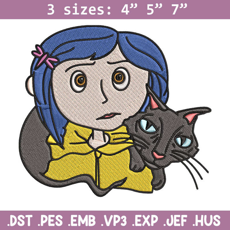 Coraline And Black Cat Embroidery Design, Coraline Embroidery, Embroidery File, Cartoon shirt, Digital download..jpg