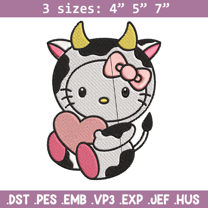 Cow Hello Kitty With Heart Embroidery Design, Hello Kitty Embroidery, Embroidery File, Cartoon shirt, Digital download..jpg