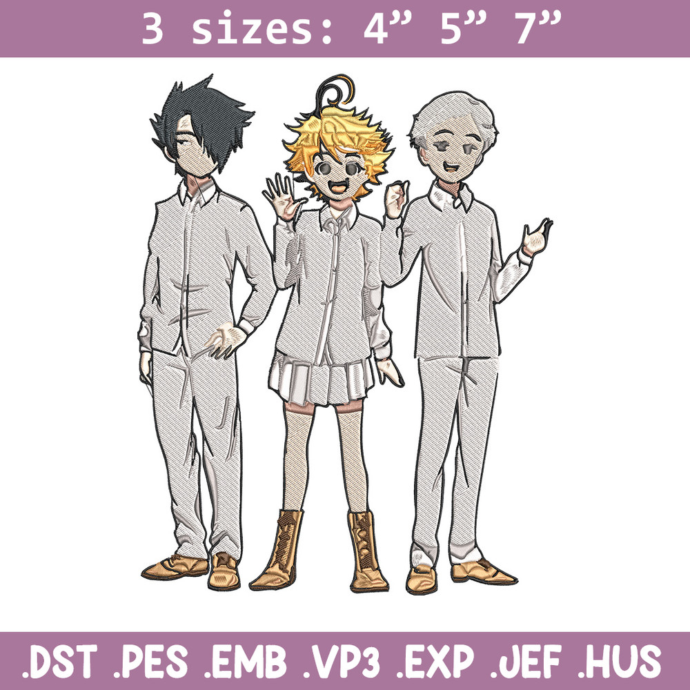 Emma friends Embroidery Design, Promised Neverland Embroidery, Embroidery File, Anime Embroidery, Digital download.jpg