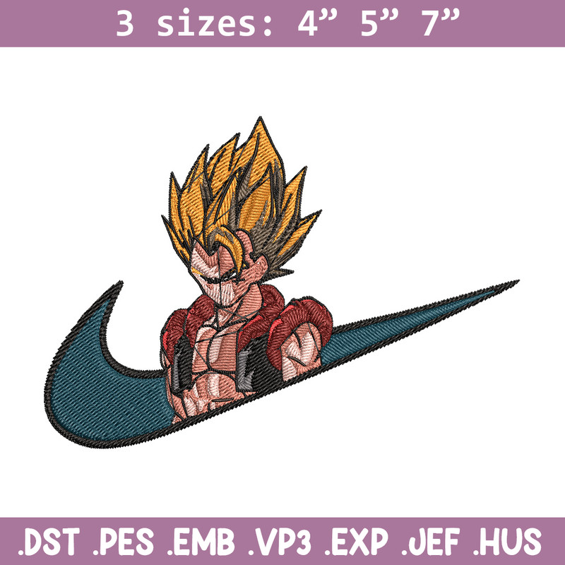 Gogeta x nike Embroidery Design, Dragonball Embroidery, Embroidery File, Nike Embroidery, Anime shirt, Digital download.jpg