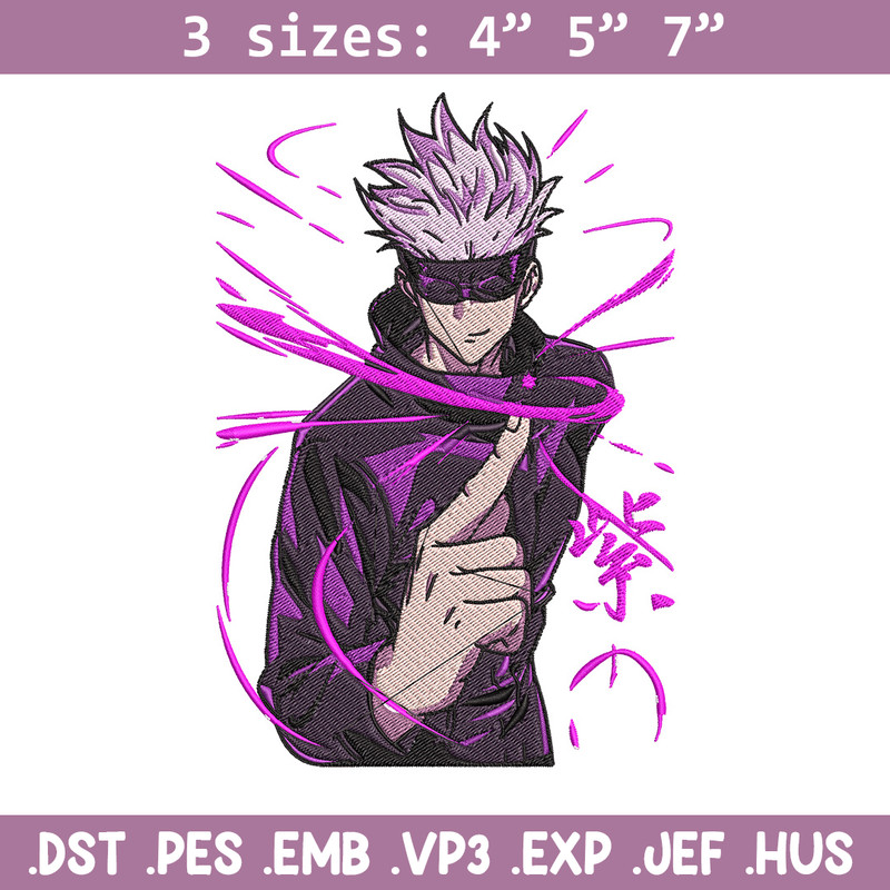 Gojo poster Embroidery Design, Jujutsu Embroidery, Embroidery File, Anime Embroidery, Anime shirt, Digital download..jpg