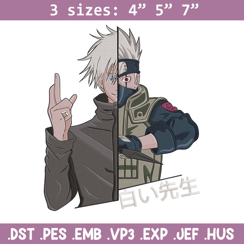 Gojo x kakashi Embroidery Design, Naruto Embroidery, Embroidery File, Anime Embroidery, Anime shirt, Digital download.jpg