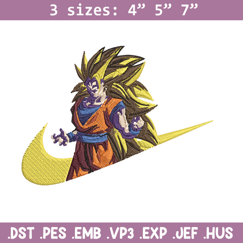 Goku ssj 3 Embroidery Design, Dragonball Embroidery, Embroidery File, Nike Embroidery, Anime shirt, Digital download.jpg