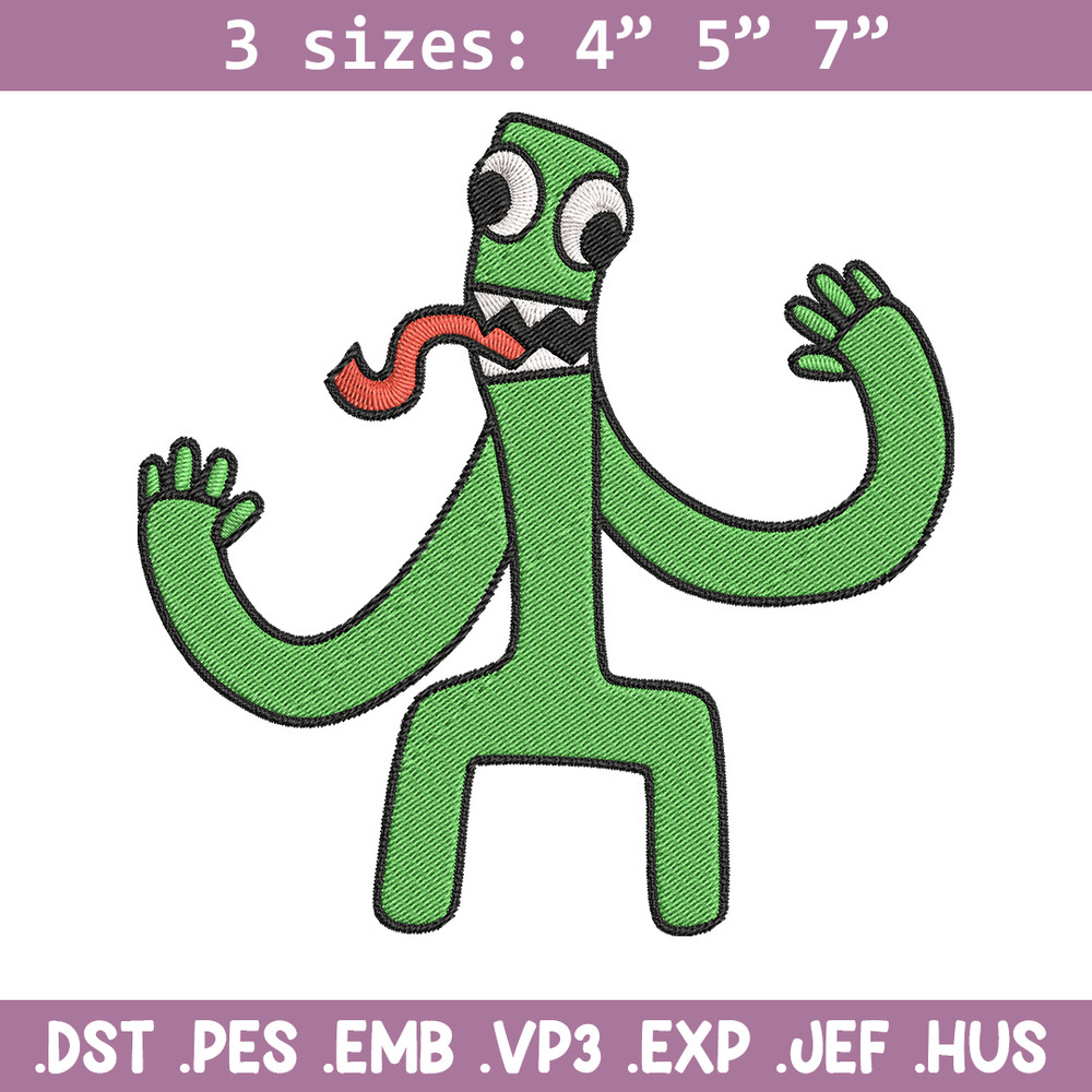 Green Rainbow Embroidery Design, Rainbow Friends Embroidery, Embroidery File, Anime Embroidery, Digital download..jpg