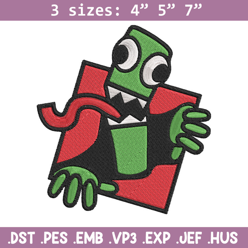 Green Rainbow Embroidery Design, Rainbow Friends Embroidery, Embroidery File, Anime Embroidery, Digital download.jpg