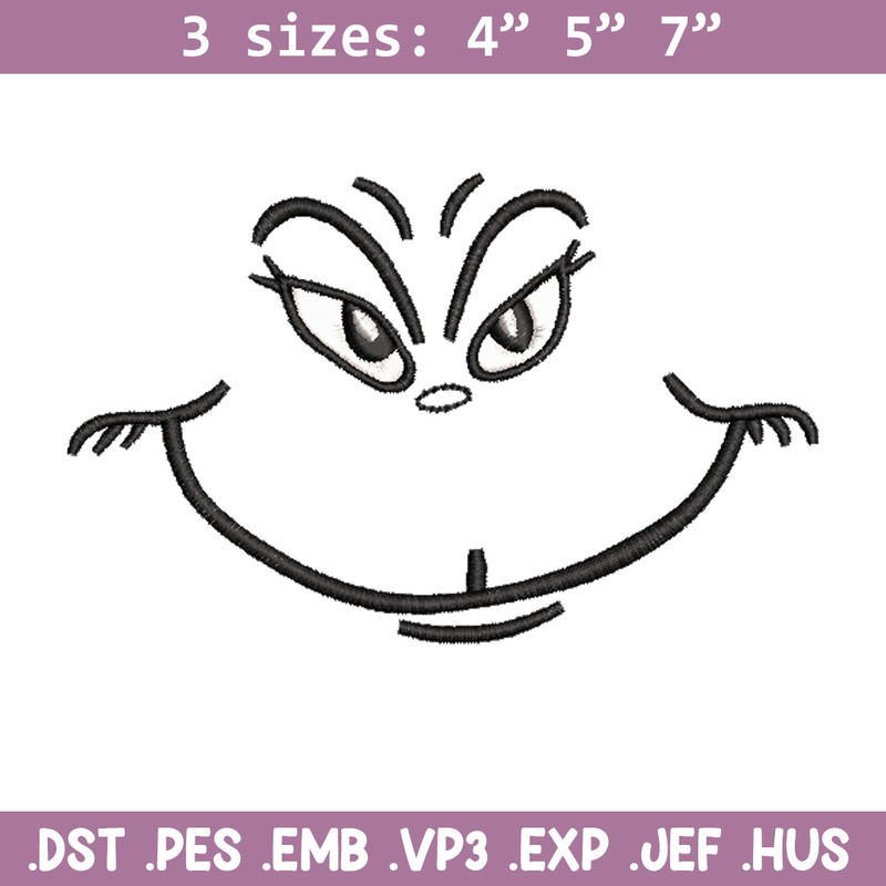 Grinch smile embroidery design,Grinch embroidery, Chrismas design, Embroidery shirt, Embroidery file, Digital download..jpg