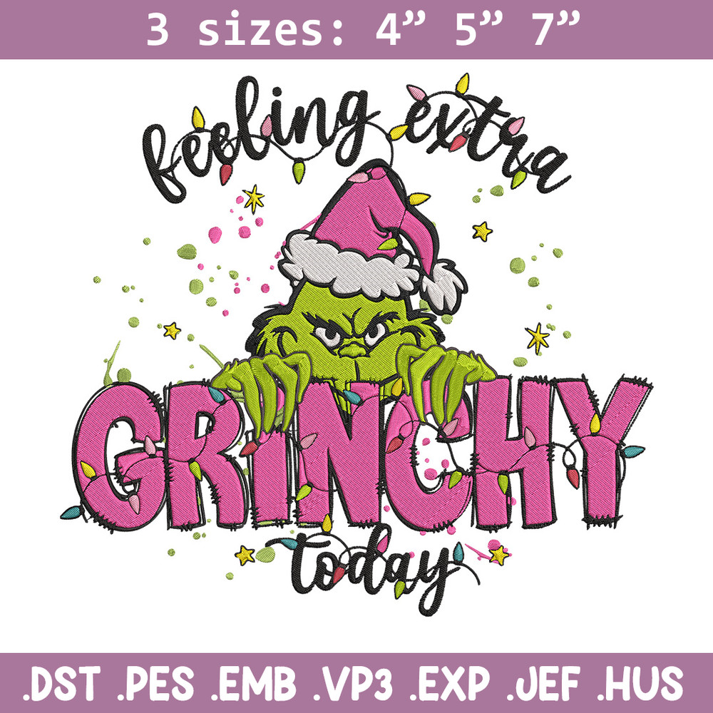 Grinchy today Embroidery Design, Grinch Embroidery, Embroidery File,Chrismas Embroidery, Anime shirt, Digital download.jpg