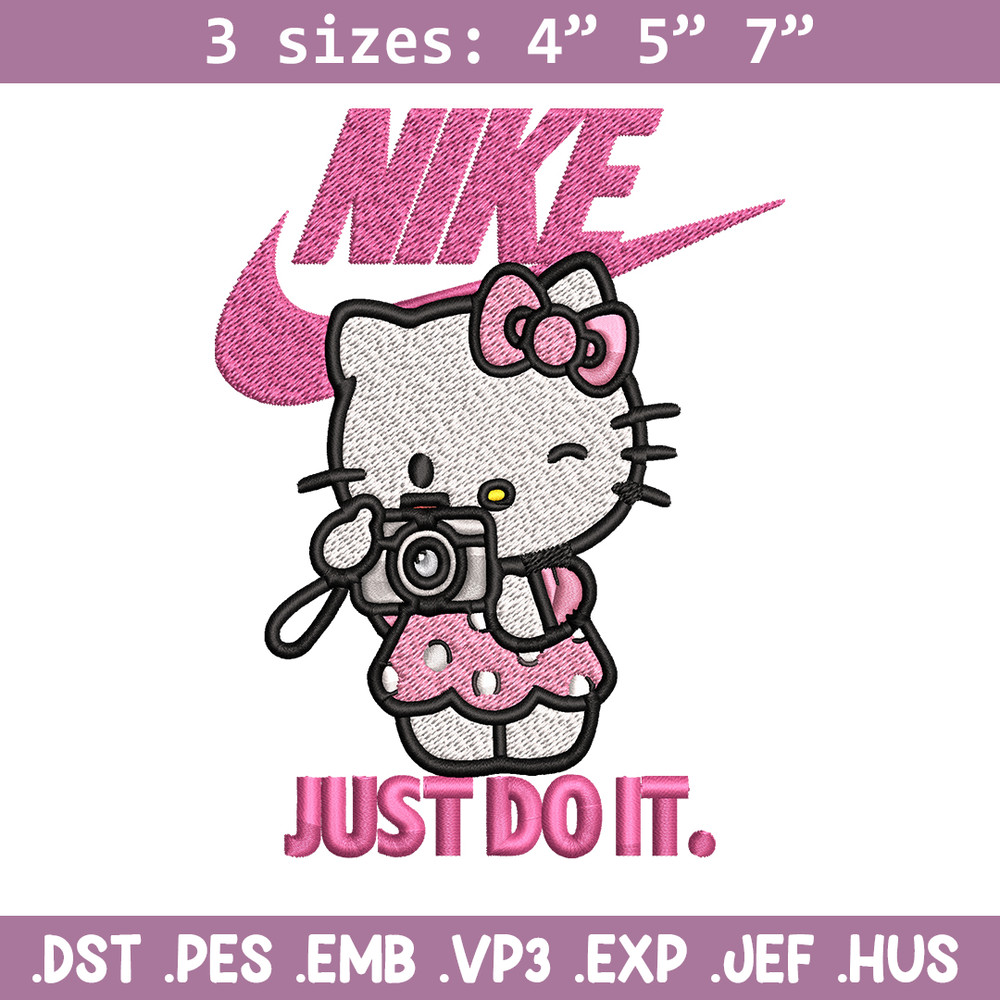 Hello kitty Nike Embroidery design, hello kitty cartoon, Embroidery, Nike design, Embroidery file, Instant download.jpg