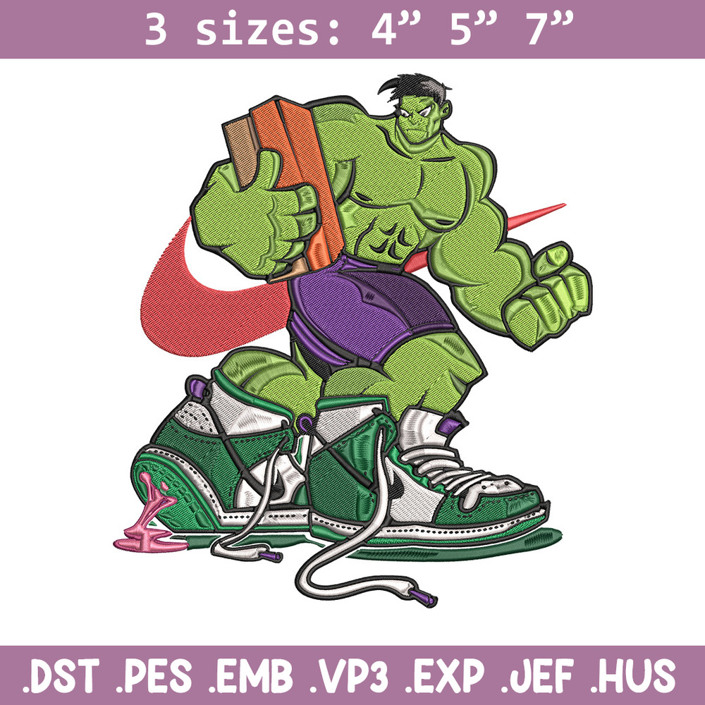 Hulk x nike Embroidery Design, Marvel Embroidery, Embroidery File, Nike Embroidery, Anime shirt, Digital download.jpg