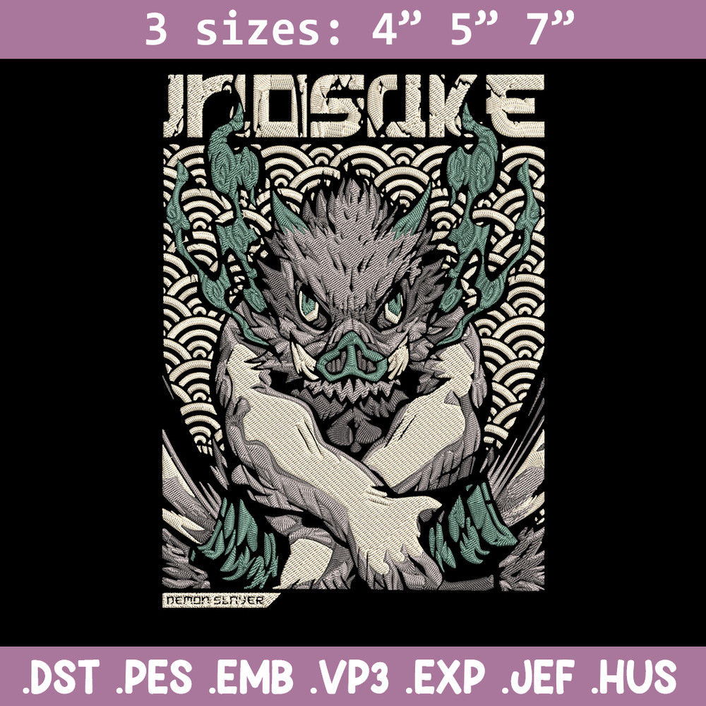 Inosuka poster Embroidery Design, Demon slayer Embroidery, Embroidery File,Anime Embroidery,Anime shirt,Digital download.jpg