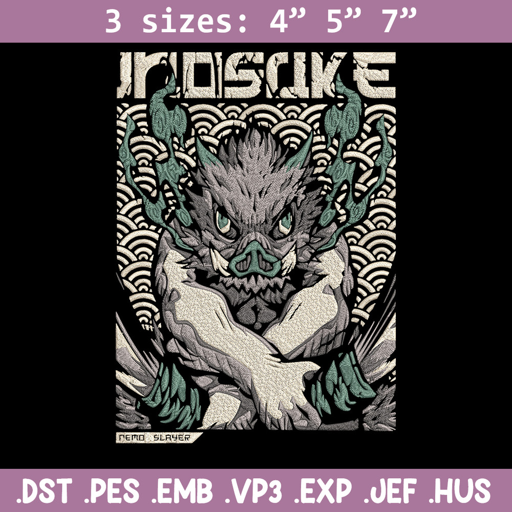 Inosuka poster Embroidery Design, Demon slayer Embroidery,Embroidery File,Anime Embroidery,Anime shirt,Digital download.jpg