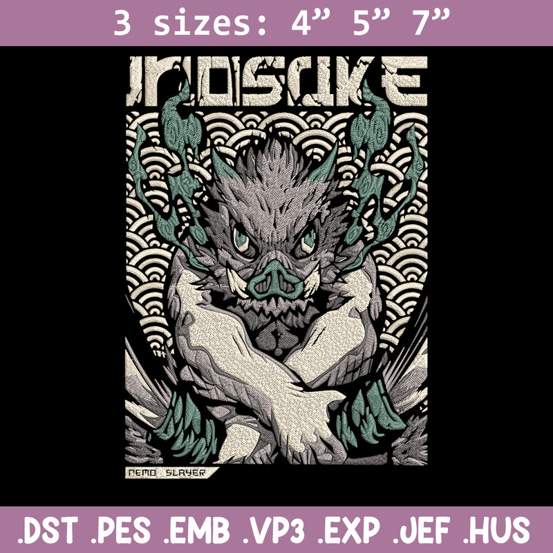 Inosuka poster Embroidery Design, Demon slayer Embroidery,Embroidery File,Anime Embroidery,Anime shirt,Digital download.jpg