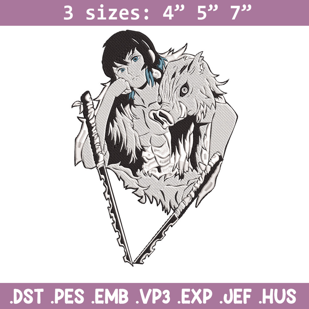 Inosuke poster Embroidery Design,Demon slayer Embroidery, Embroidery File,Anime Embroidery,Anime shirt,Digital download.jpg
