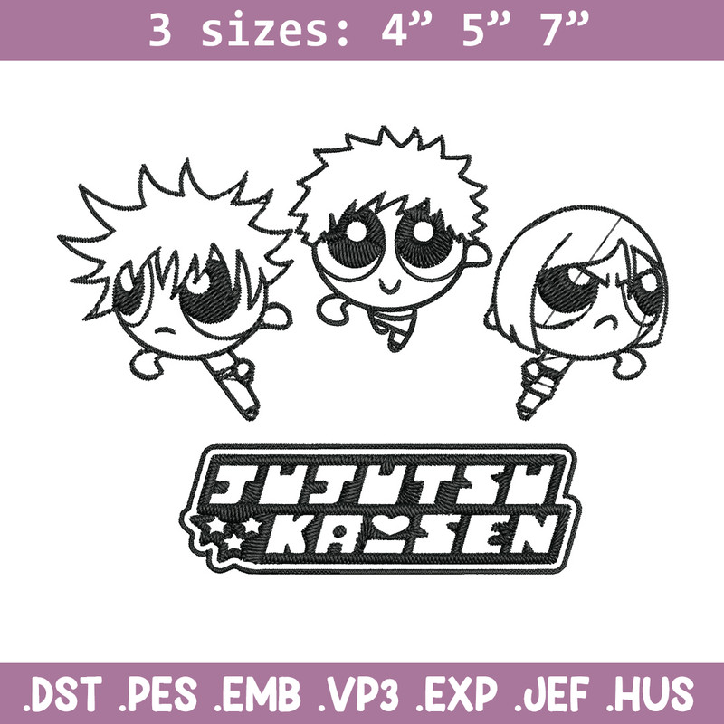 Jujutsu chibi Embroidery Design, Jujutsu Embroidery, Embroidery File, Nike Embroidery, Anime shirt, Digital download.jpg