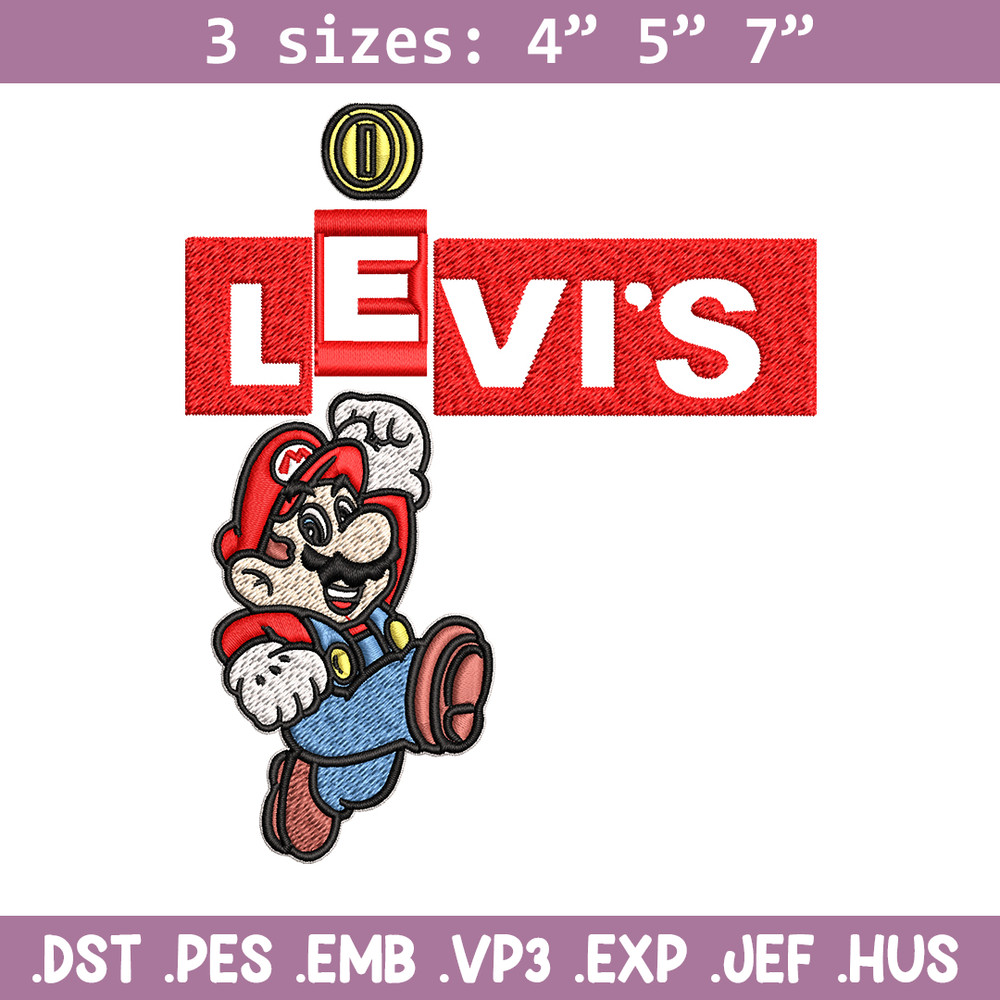 Levi's Mario Embroidery design, Levi's Mario Embroidery, cartoon design, Embroidery File, Levi's logo, Instant download.jpg