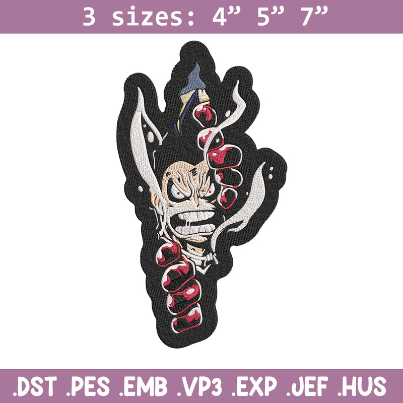 Luffy gear 4 Embroidery Design, One piece Embroidery, Embroidery File, Anime Embroidery, Anime shirt, Digital download.jpg