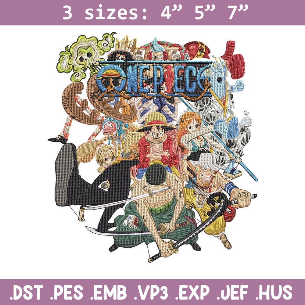 Luffy team Embroidery Design, One piece Embroidery, Embroidery File, Anime Embroidery, Anime shirt, Digital download.jpg