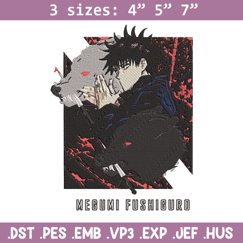 Megumi poster Embroidery Design, Jujutsu Embroidery, Embroidery File, Anime Embroidery, Anime shirt, Digital download..jpg