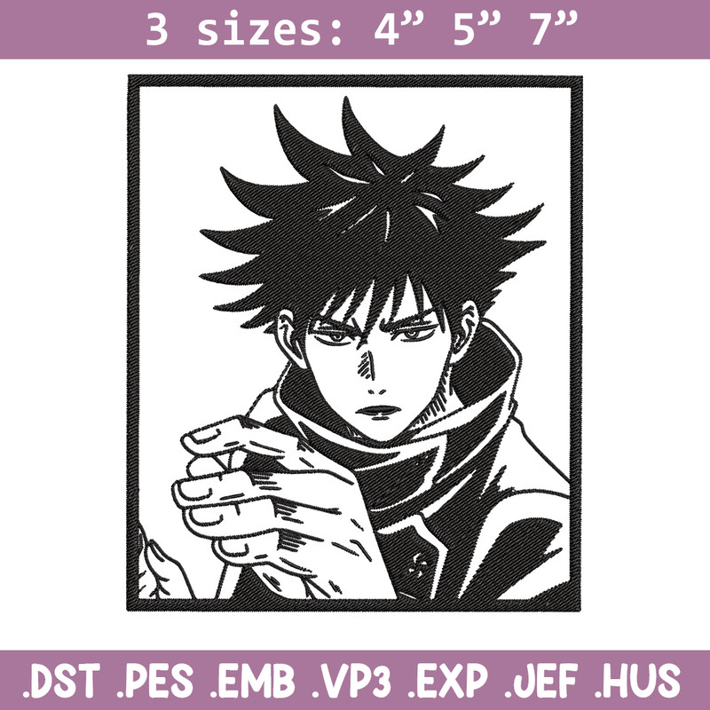 Megumi rectangle Embroidery Design, Jujutsu Embroidery, Embroidery File, Anime Embroidery, Anime shirt,Digital download.jpg
