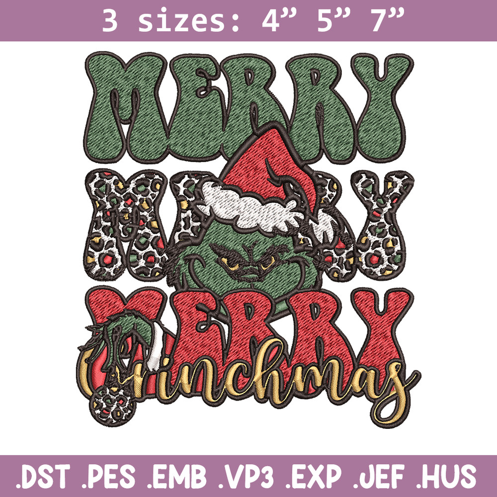 Merry Christmas Grinch Embroidery design, Grinch christmas Embroidery, logo design, Embroidery File, Instant download.jpg