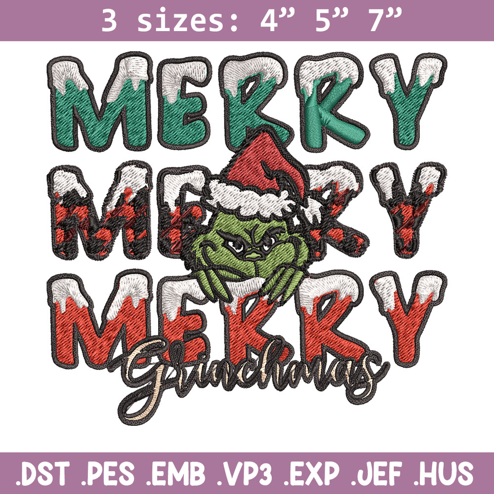 Merry Grinch logo Embroidery design, Grinch Christmas Embroidery, Grinch design, Embroidery File, Digital download..jpg
