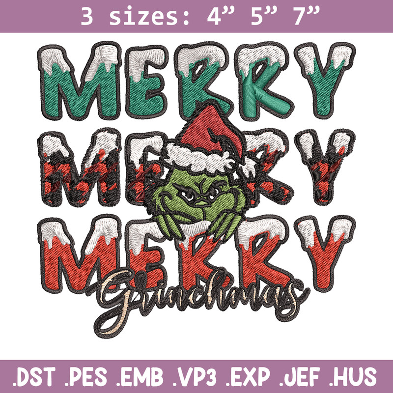 Merry Grinch logo Embroidery design, Grinch Christmas Embroidery, Grinch design, Embroidery File, Digital download..jpg
