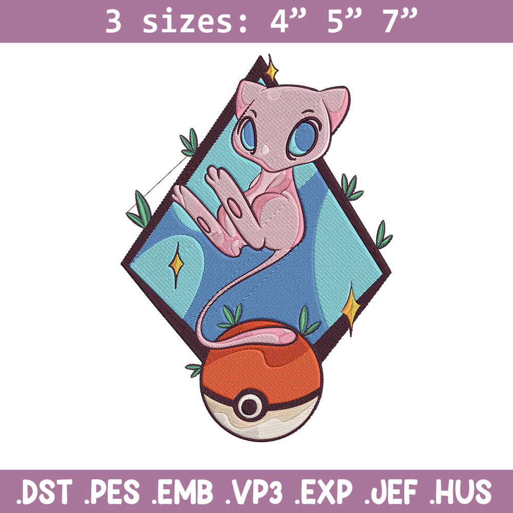 Mew poster Embroidery Design, Pokemon Embroidery, Embroidery File, Anime Embroidery, Anime shirt, Digital download.jpg