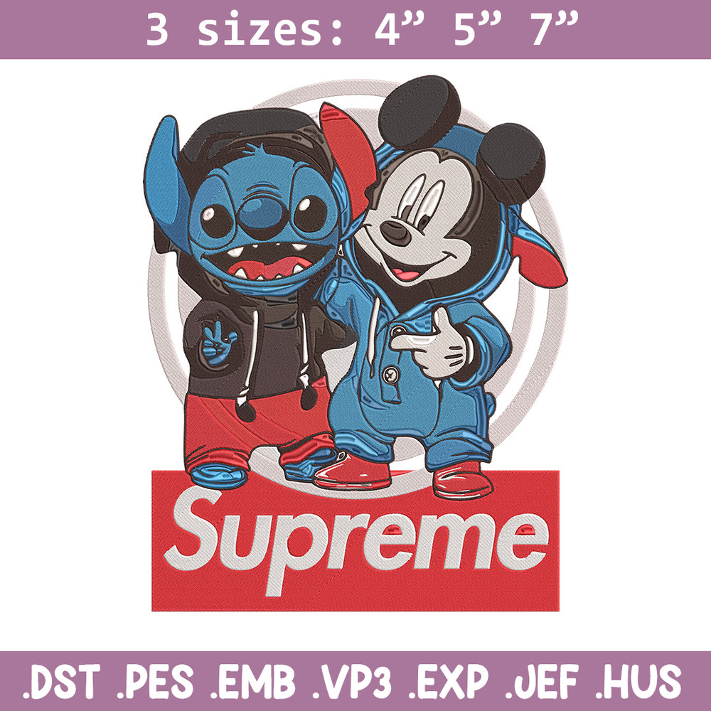 Mickey x stitch Embroidery Design, Supreme Embroidery, Embroidery File, Anime Embroidery, Anime shirt, Digital download.jpg