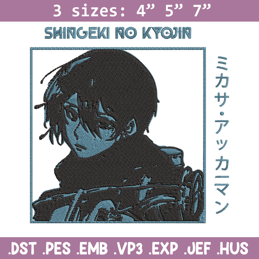 Mikasa Ackerman Embroidery Design, Aot Embroidery, Embroidery File, Anime Embroidery,Anime shirt,Digital download..jpg