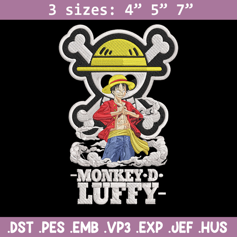 Monkey D Luffy Embroidery Design,One piece Embroidery, Embroidery File, Anime Embroidery, Anime shirt, Digital download.jpg