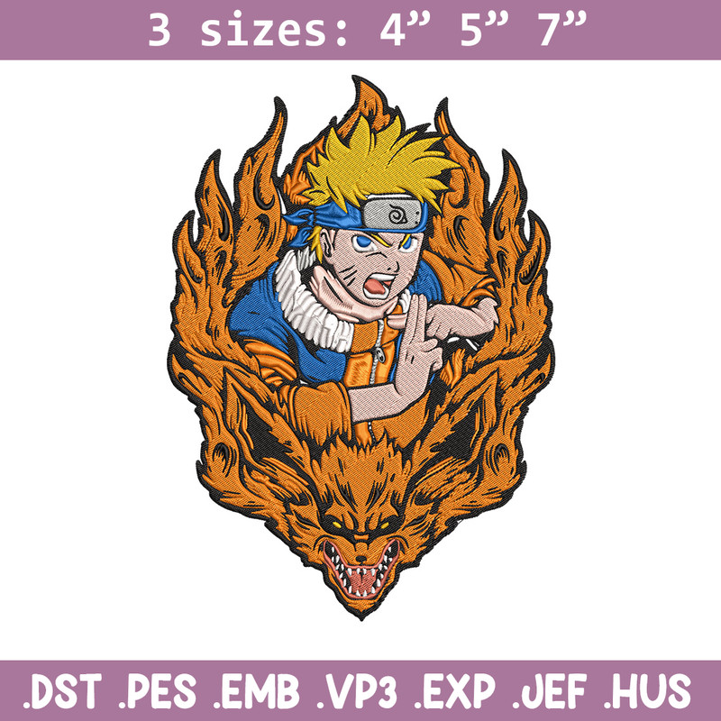 Naruto kurama Embroidery Design, Naruto Embroidery, Embroidery File, Anime Embroidery, Anime shirt, Digital download.jpg