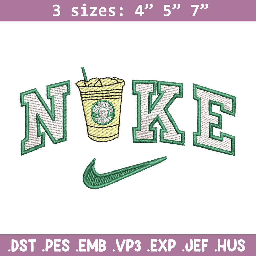 Nike coffee embroidery design, Starbuck embroidery, Nike design, Embroidery shirt, Embroidery file,Digital download.jpg