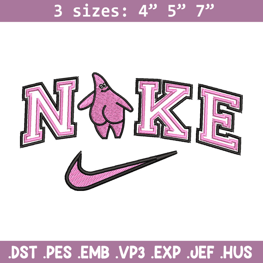 Nike patrick embroidery design, Spongebob embroidery, Nike design, Embroidery file, Embroidery shirt, Digital download.jpg