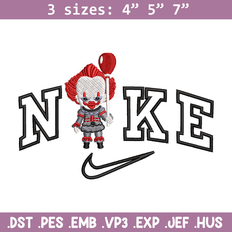 Nike pennywise embroidery design, Horror embroidery, Nike design, Embroidery shirt, Embroidery file, Digital download.jpg
