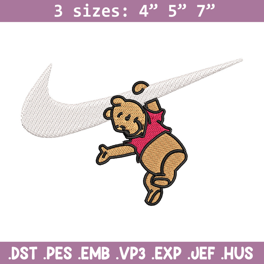 Nike pooh embroidery design, Disney pooh embroidery, Nike design, Embroidery shirt, Embroidery file, Digital download.jpg