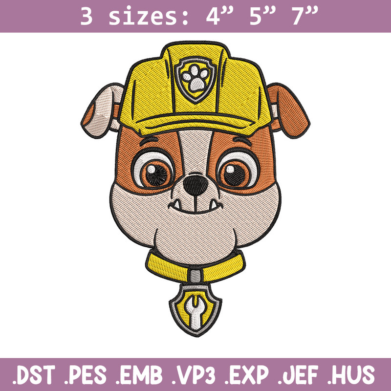 Rubble dog Embroidery Design, Paw patrol Embroidery, Embroidery File, Anime Embroidery, Anime shirt, Digital download.jpg