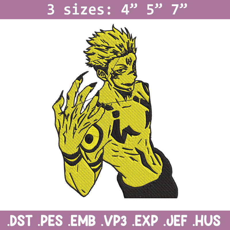 Ryomen Sukuna Embroidery Design, Jujutsu Embroidery, Embroidery File, Anime Embroidery, Anime shirt, Digital download.jpg