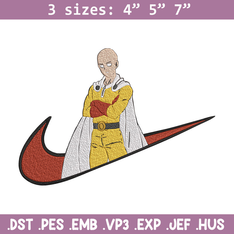 Saitama nike Embroidery Design, One punch man Embroidery, Embroidery File,Nike Embroidery, Anime shirt, Digital download.jpg