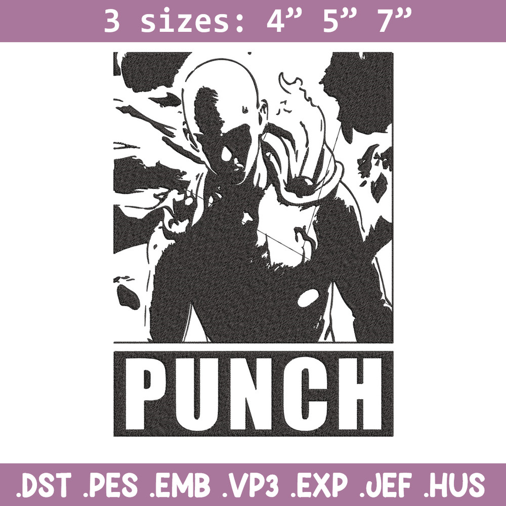 Saitama punch Embroidery Design, One punch man Embroidery, Embroidery File,Anime Embroidery,Anime shirt,Digital download.jpg
