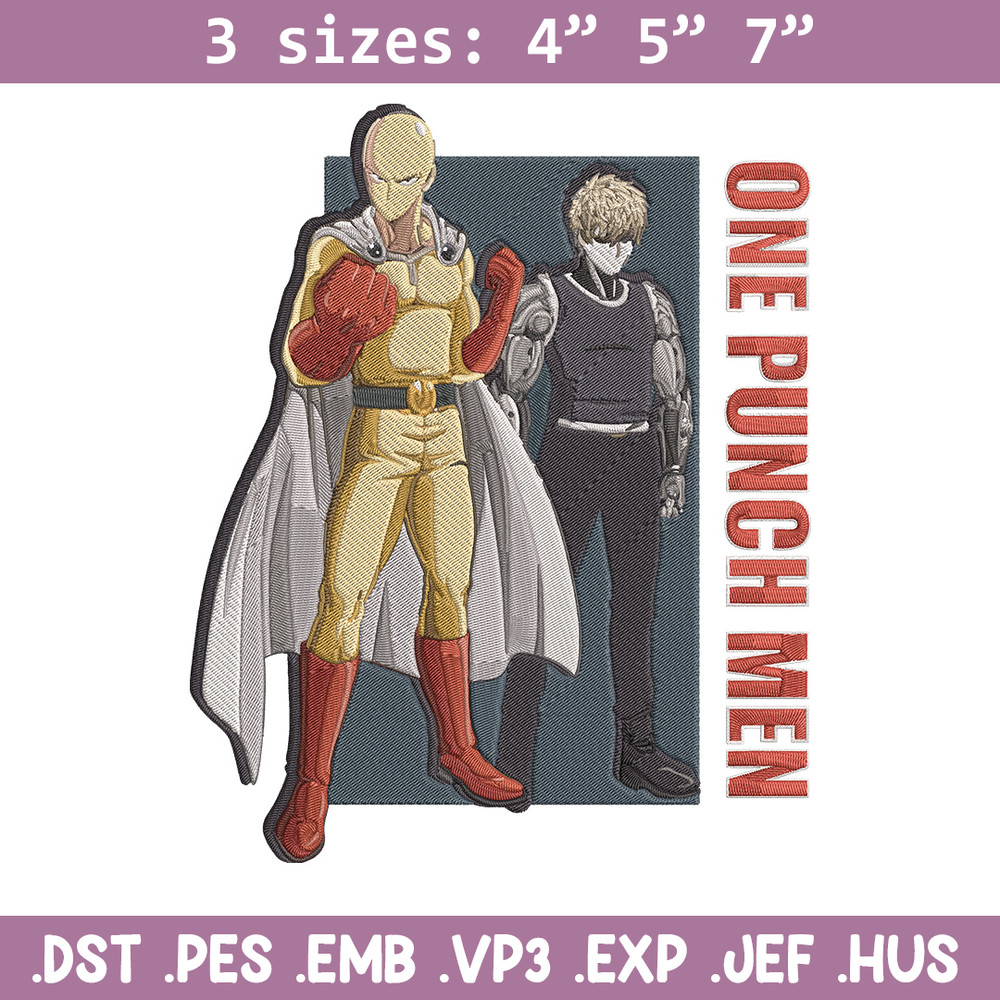 Saitama x genos Embroidery Design, One punch man Embroidery, Embroidery File, Anime Embroidery, Anime shirt.jpg