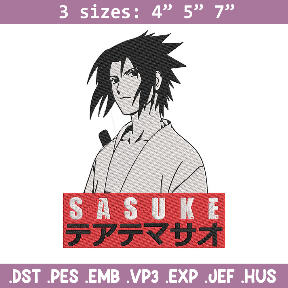 Sasuke poster Embroidery Design, Naruto Embroidery, Embroidery File, Anime Embroidery, Anime shirt, Digital download.jpg